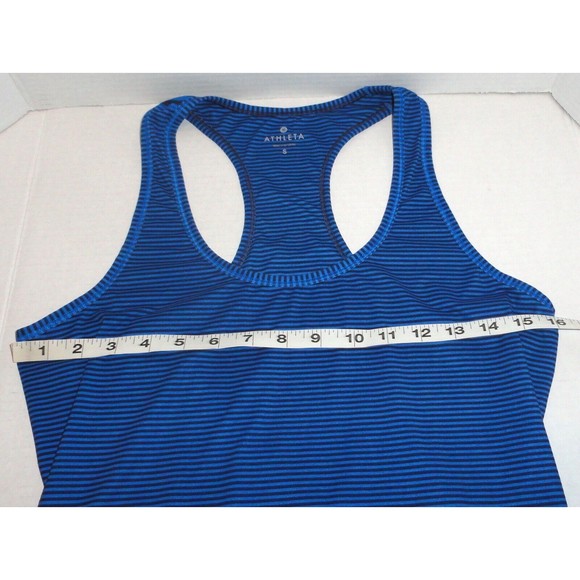 Athleta Women's Mixed Stripe Racer Back Tank Top Size: Small-Blue Style: 138193 - Picture 4 of 8